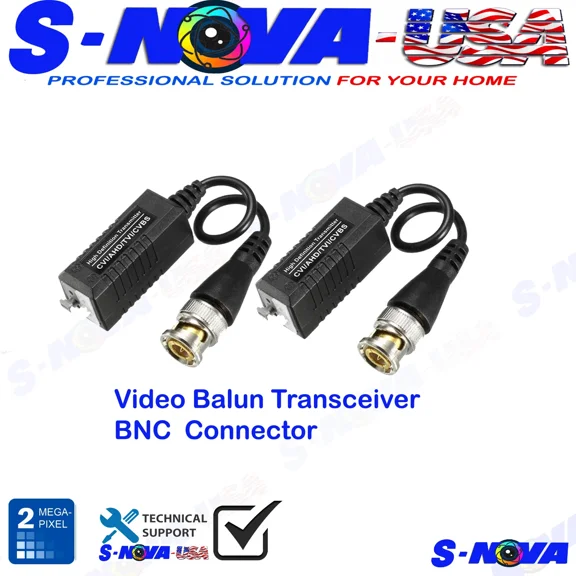 1 Pairs 2 Pcs Coax Cat5 Camera Cctv Bnc Video Balun Cable Transceiver Passive