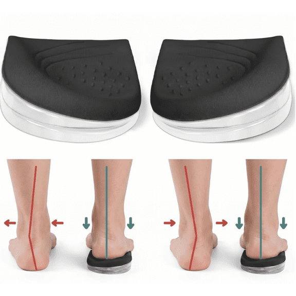 1 Pairs 3 Layers Medial & Lateral Heel Wedge Silicone Insoles - Corrective Adhesive Shoe Inserts for Foot Alignment, Knock Knee Pain, Bow Legs, Osteoarthritis for Men and Women(Small)