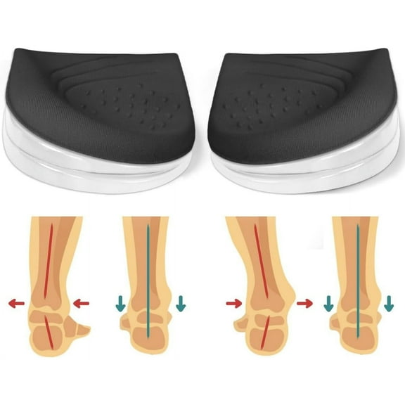 1 Pairs 3 Layers Medial & Lateral Heel Wedge Silicone Insoles - Corrective Adhesive Shoe Inserts for Foot Alignment, Knock Knee Pain, Bow Legs, Osteoarthritis for Men and Women(Large)