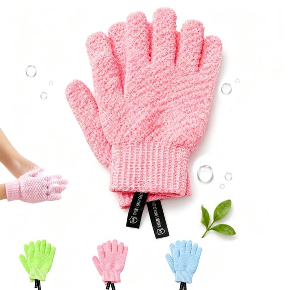 1 Pairs 3D Textured Five-Finger Exfoliating Bath Gloves, Soft Scrub Body Exfoliating Gloves, Reusable Deep Cleansing Scrubbing Gloves