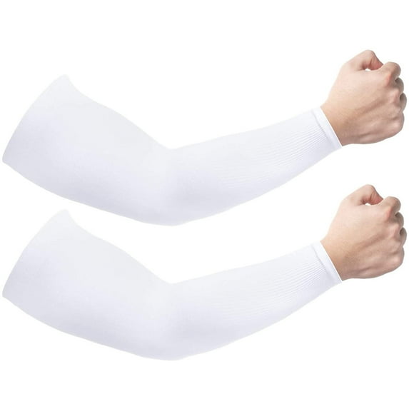 1-Pairs Arm Sleeves for Men and Women - Tattoo Cover Up - Cooling Sports Sleeve for Basketball Golf Football,Summer Sunblock, Moisture-Wicking Arm Sleeves for Driving,Fishing,Cycling, Hiking(White)
