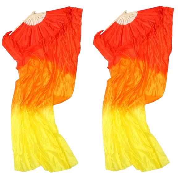 1 Pairs Artificial Silk Belly Dance Fans,TGY 1.5 Meter/ 59in Long Belly Dance Silk Fan,Folding Imitated Silk Fans for Dance Dancer Women Dancing Show