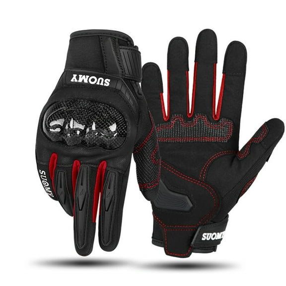 1 Pairs Carbon Fiber Shell Motocycle Gloves, Red Motorcycle Gloves, Size 2XL Breathable Lightweight Motorcyle Gloves, Touchscreen Motorcycle Riding Gloves for Road Racing, Cycling ,Motocross