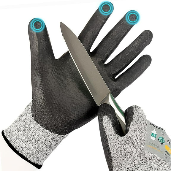 1 Pairs Cut Resistant Gloves with PU Coating, ANSI A2 Certified, Touchscreen Safety Gloves for Home and Workplace Use, Small