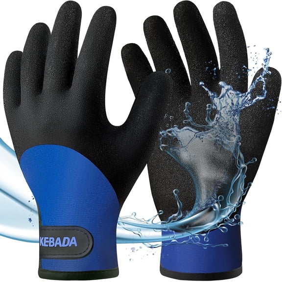 1 Pairs KEBADA T2 Cold-Weather Waterproof Work Gloves - Insulated Thermal Gloves for Men & Women, Heavy-Duty Grip, Large, Blue