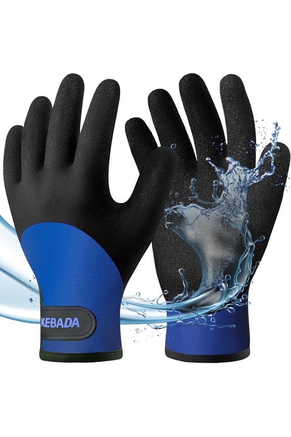 1 Pairs KEBADA T2 Cold-Weather Waterproof Work Gloves - Insulated Thermal Gloves for Men & Women, Heavy-Duty Grip, Small, Blue
