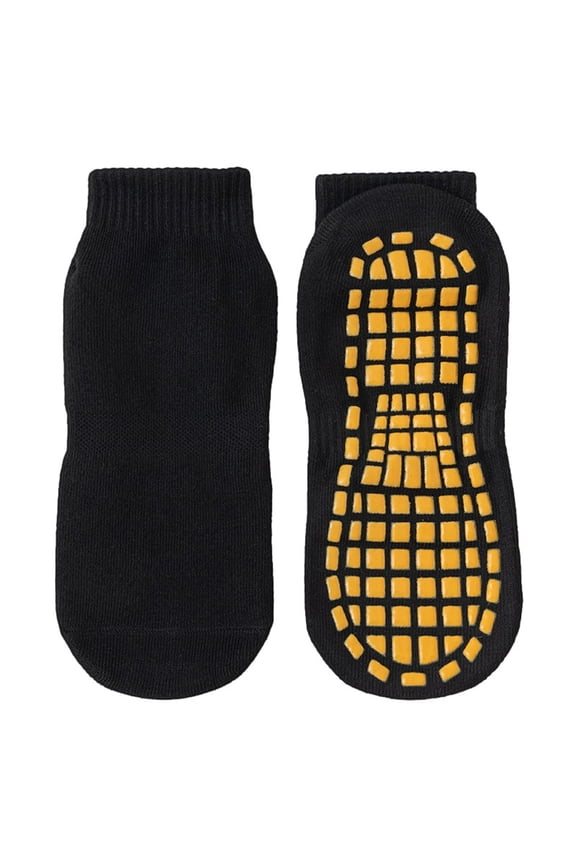 1 Pairs Kids Trampoline Socks, Anti-Skid Non-Slip Grip Socks for Boys, Girls & Teens, Bounce House Socks (Black,S)