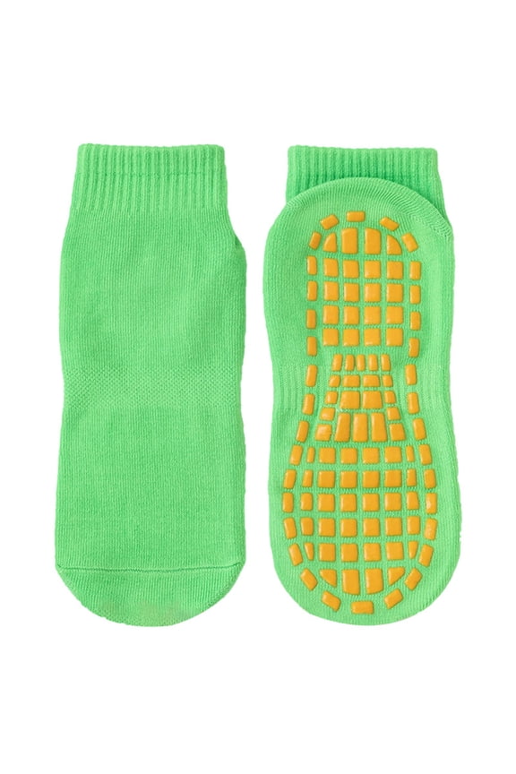 1 Pairs Kids Trampoline Socks, Anti-Skid Non-Slip Grip Socks for Boys, Girls & Teens, Bounce House Socks (Green,XS)