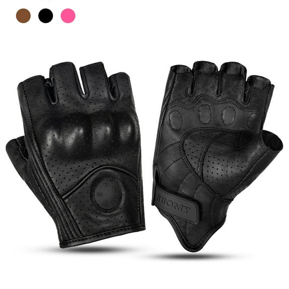 1 Pairs Leather Motocycle Gloves, Black Built-in Case Motorcycle Gloves,Size XL Breathable Lightweight Half Finger Motorcyle Gloves, Touchscreen Motorcycle Riding Gloves for Road Racing