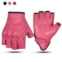 1 Pairs Leather Motocycle Gloves, Pink Built-in Case Motorcycle Gloves,Size L Breathable Lightweight Half Finger Motorcyle Gloves, Touchscreen Motorcycle Riding Gloves for Road Racing