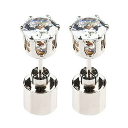 Pair of Stainless Steel White CZ Gem Heart and Crown Tribal Stud Earrings Pair of Stainless Steel White CZ Gem Heart and Crown Tribal Stud Earrings