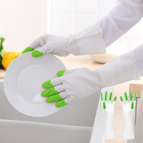 1 Pairs Long Rubber Gloves, Dishwashing Cleaning Gloves, Reusable Kitchen Gloves, Multi Functional Durable Waterproof Gloves, Flexible Water Resistant and Non-Slip, Household Hand Dishwasher