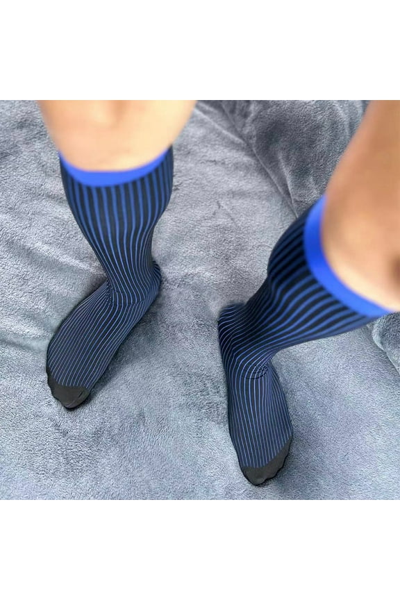 1 Pairs Mens Ribbed Dress Socks Fashion Casual Striped Breathable Business Socks