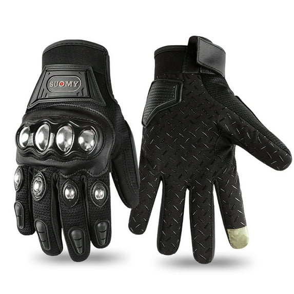 1 Pairs Motocycle Gloves, Black Nylon Motorcycle Gloves,Size XL Stainless Steel Shell Breathable Lightweight Motorcyle Gloves, Touchscreen Motorcycle Riding Gloves for Road Racing