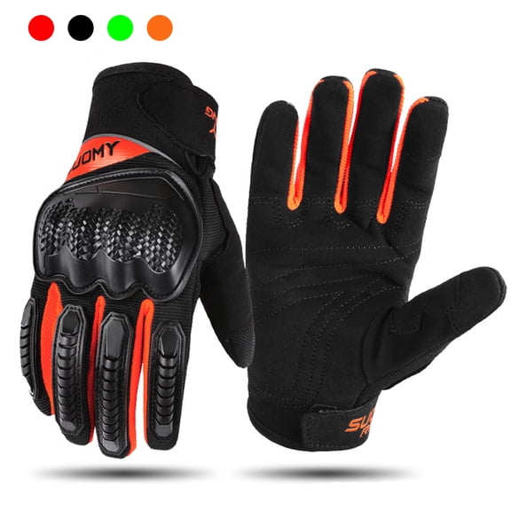 1 Pairs Motocycle Gloves, Orange Motorcycle Gloves With PVC Case, Size XL Knuckle PVC Protection Motorcyle Gloves, Touchscreen Motorcycle Riding Gloves for Road Racing