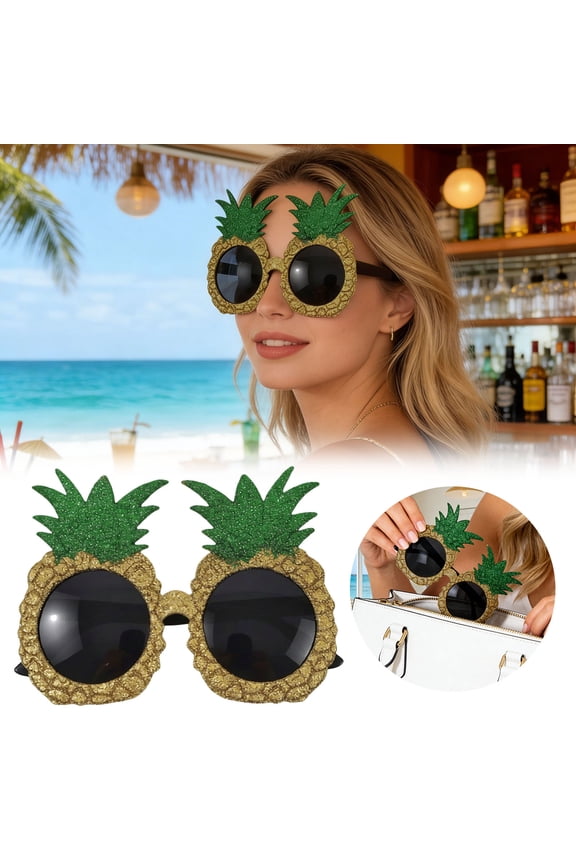 1 Pairs Pineapple Sunglasses for Adults Tropical Fruit Glasses, Hawaiian Sunglasses Beach Accessories, Summer Photo Props, Fun Novelty Party Favor,C