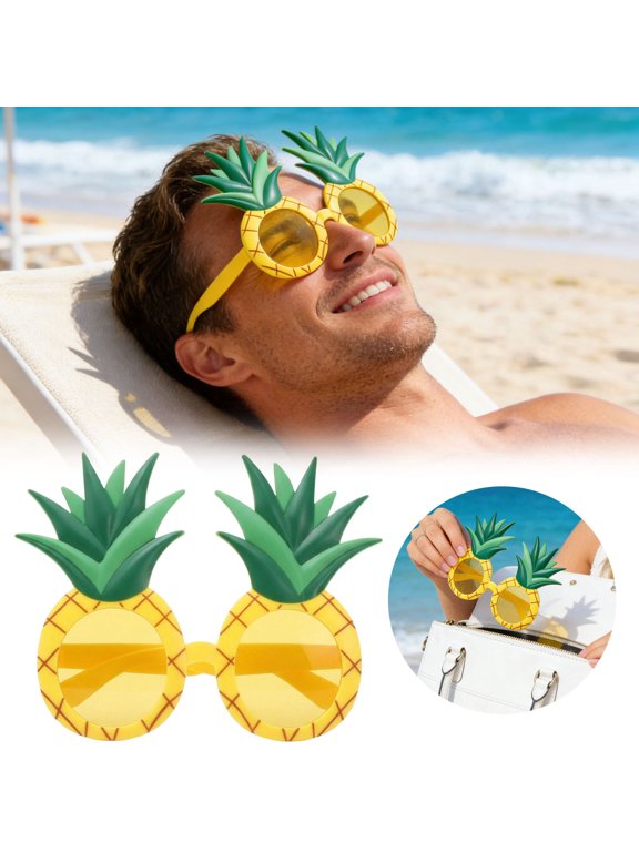 1 Pairs Pineapple Sunglasses for Adults Tropical Fruit Glasses, Hawaiian Sunglasses Beach Accessories, Summer Photo Props, Fun Novelty Party Favor,G