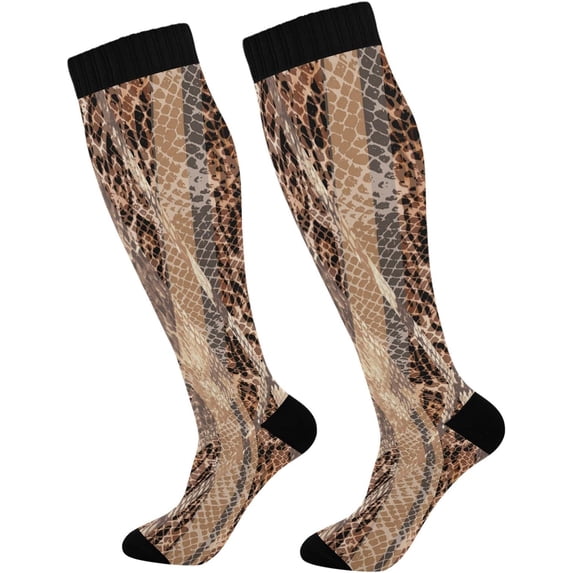 1 Pairs Sexy Leopard Print Compression Socks for Women Men Knee High Stocking for Running, Athletic, Medical Gift
