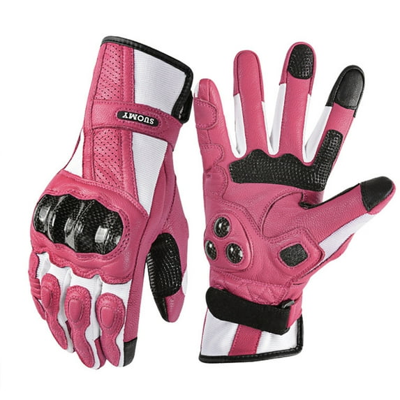 1 Pairs Sheepskin Motorcycle Gloves, White Carbon Fiber Shell Motocycle Gloves, Breathable Lightweight Motorcyle Gloves, Touchscreen Motorcycle Riding Gloves for Road Racing, Cycling ,Motocross