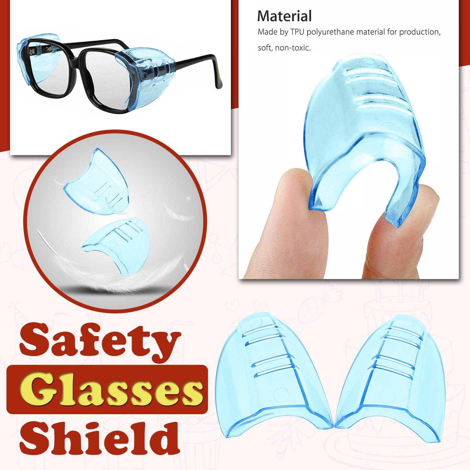 1 Pairs Side Shields for Eye Glasses On Safety Glasses Shield Universal