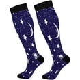 thumbnail image 1 of 1 Pairs Space Galaxy Compression Socks for Women Men Knee High Stocking for Running, Athletic, Medical Gift, 1 of 7
