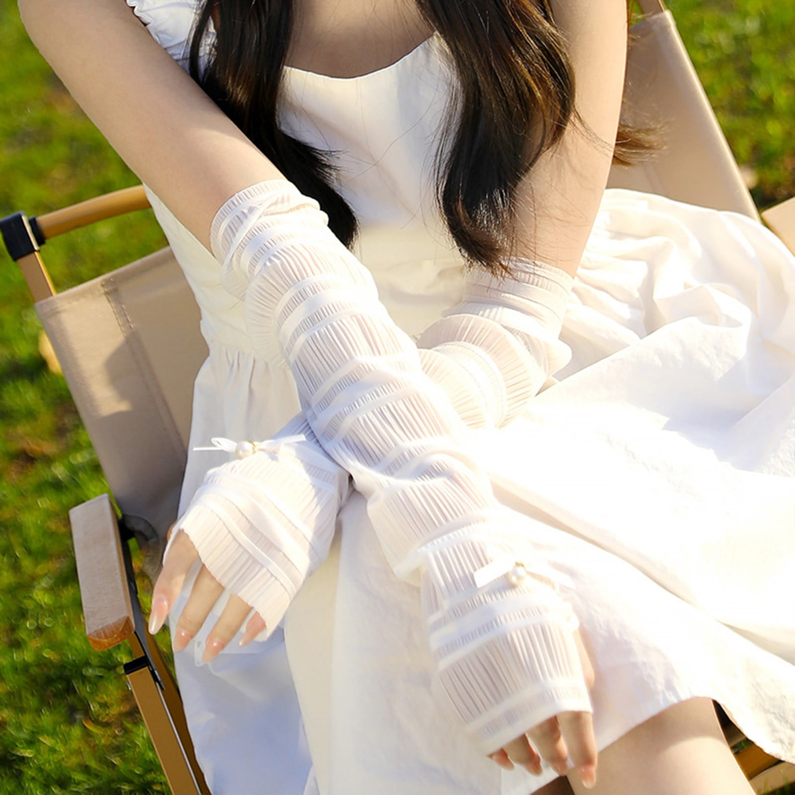 1 Pairs UV Protection Cooling Arm Sleeves for Women Men, Long Sunblock