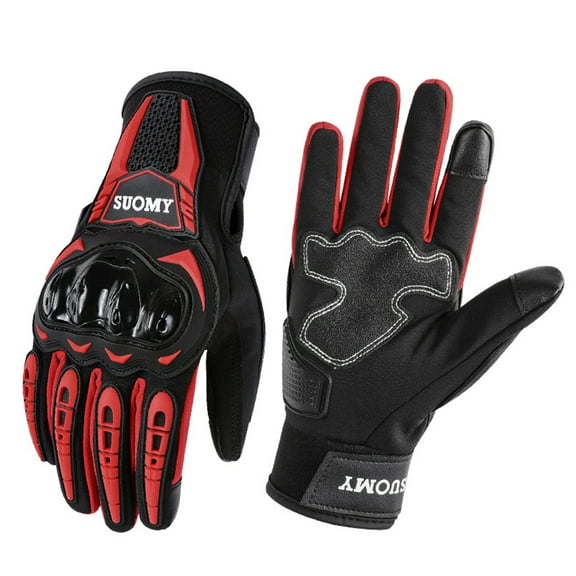 1 Pairs Waterproof Motorcycle Gloves, Red Motocycle Gloves, Size 2XL PVC Hard Shell Motorcyle Gloves, Touchscreen Motorcycle Riding Gloves for Fall and Winter