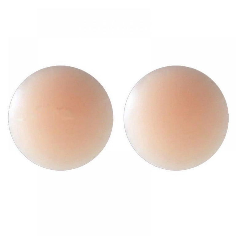 1 Pairs Women Silicone Nipple Covers, Reusable Adhesive Invisible Pasties,  Nippleless Bra Sticker Covers Round Breast Petals,One Size Fits All