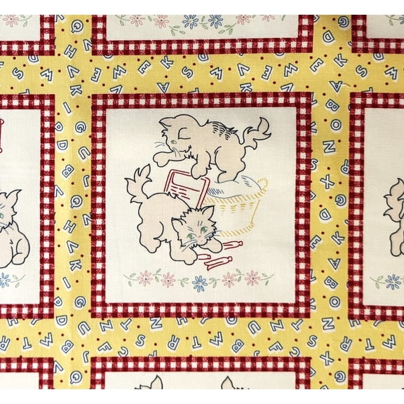 1 Panel Adorable Kittens Cat Block Cotton Fabric Quilt Panel - 21 Blocks (Great for Quilting, Sewing, Craft Projects, Wall Hangings, and More) 17.5" X 44"