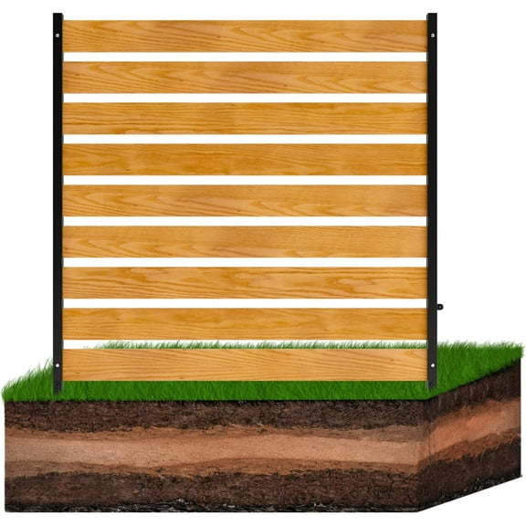 1-Panel Air Conditioner Fence for Outdoor Units, 36" W x 60" Privacy Screen Fence Pool Equipment Enclosure with Metal Stakes, Wood Trash Can Fence Garbage Can Hider for Outside