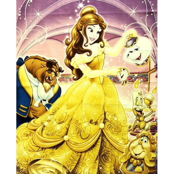 1 Panel - Belle Teapot & Chip Beast & More Cotton Fabric Panel (Great for Quilting, Sewing, Craft Projects, Wall Hangings, and More) 36" X 44"