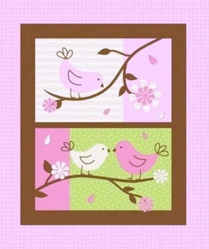 1 Panel - Bird in Pink Flannel Fabric Quilt Panel (Great for Craft Projects, Quilting, Sewing & More) 35” X 44” Wide