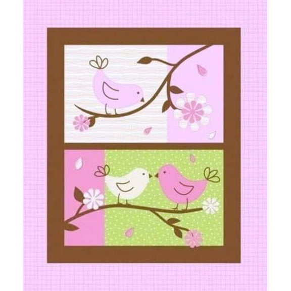 1 Panel - Bird in Pink Flannel Fabric Quilt Panel (Great for Craft Projects, Quilting, Sewing & More) 35 X 44 Wide