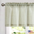 thumbnail image 1 of 1 Panel Cafe Curtain Striped Print Linen Textured Valance Rod Pocket for Kitchen, 1 of 13