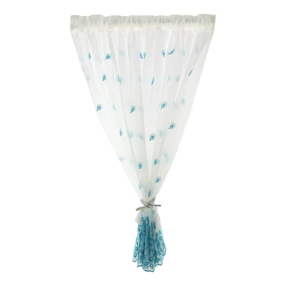 1 Panel Curtain Embroidered Peacock for Bedroom Living Room Window Tulle Voile Drapes Rod Pocket Top, 47X39Inch / 120X100Cm