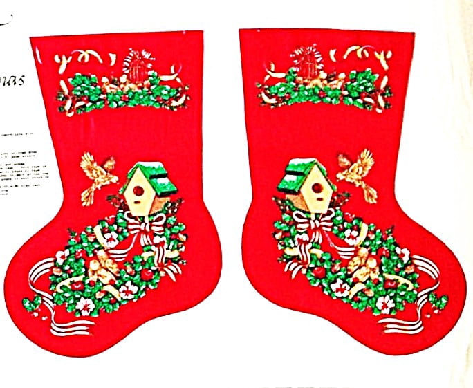 1 Panel - Cut & Sew DIY Classic 14" Christmas Stockings Cotton Fabric Panel - Makes 2 Stockings (Great for Quilting, Sewing, Craft Projects, Wall Hangings, and More) 17" X 44"