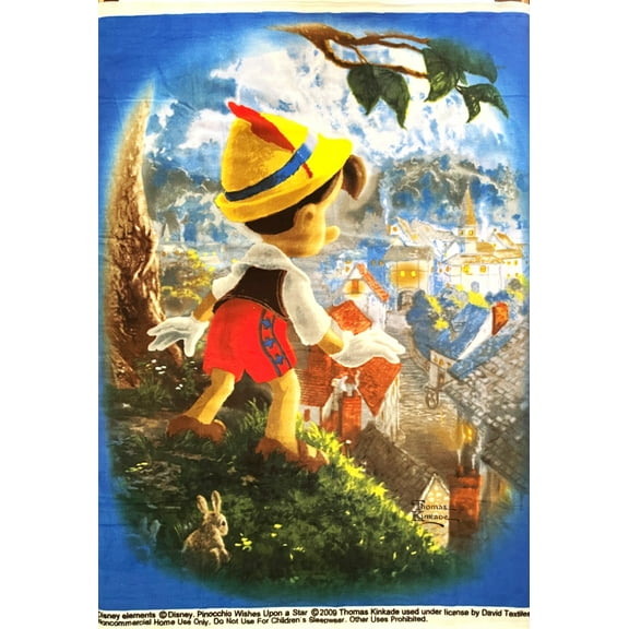 1 Panel - Disney Pinocchio Large Fleece Fabric Panel (Great for Throw Blanket, Sewing, Craft Project, Wall Hanging, and More) 50" X 62"