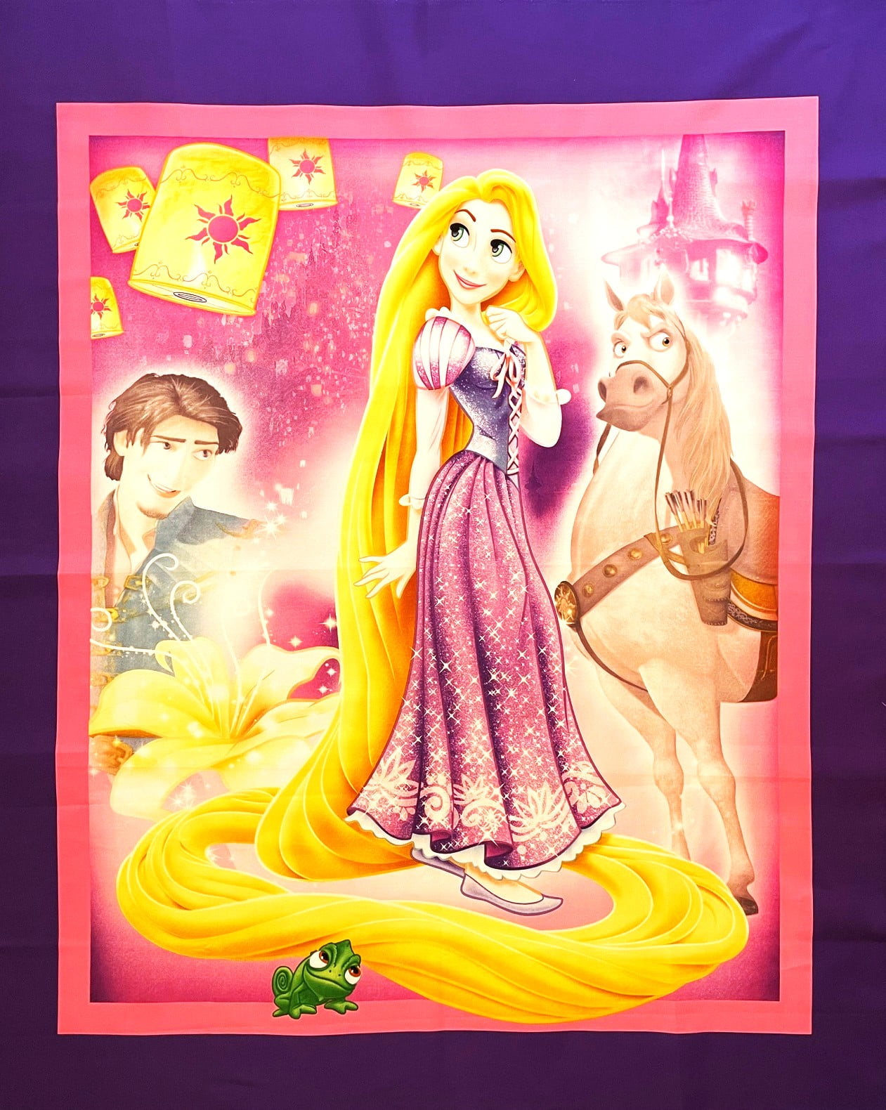1 Panel - Disney Tangled Rapunzel Maximus & Pascal Cotton Fabric Panel (Great for Quilting, Sewing, Craft Projects, Wall Hangings, and More) 36" X 44"