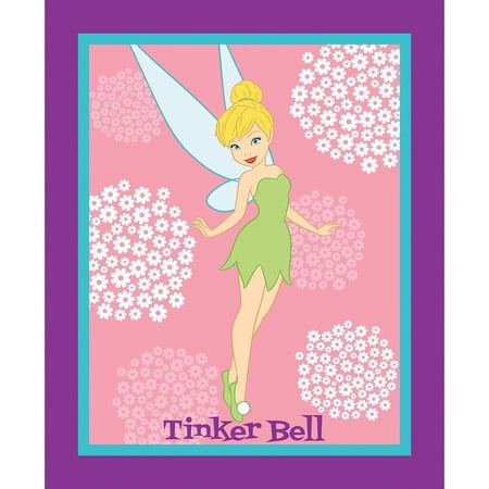 1 Panel - Disney Tinker Bell Fairy Cotton Fabric Panel (Great for Quilting, Sewing, Craft Projects, Wall Hangings, and More) 36" X 44"