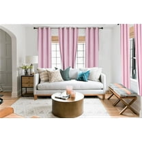 1 Panel Faux Silk Ligth Pink Color Lined Blackout 100% Room Darkening Window Curtain For Bedroom Home Décor Drapes with Grommets 63" Length Adam