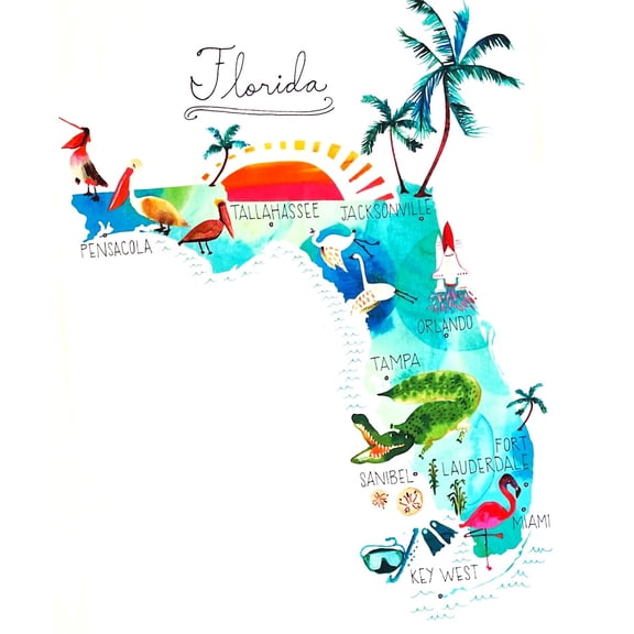 1 Panel Florida State Block Cotton Fabric Quilt Panel (Great for Quilting, Sewing, Craft Projects, Wall Hangings, and More) 24" X 44"