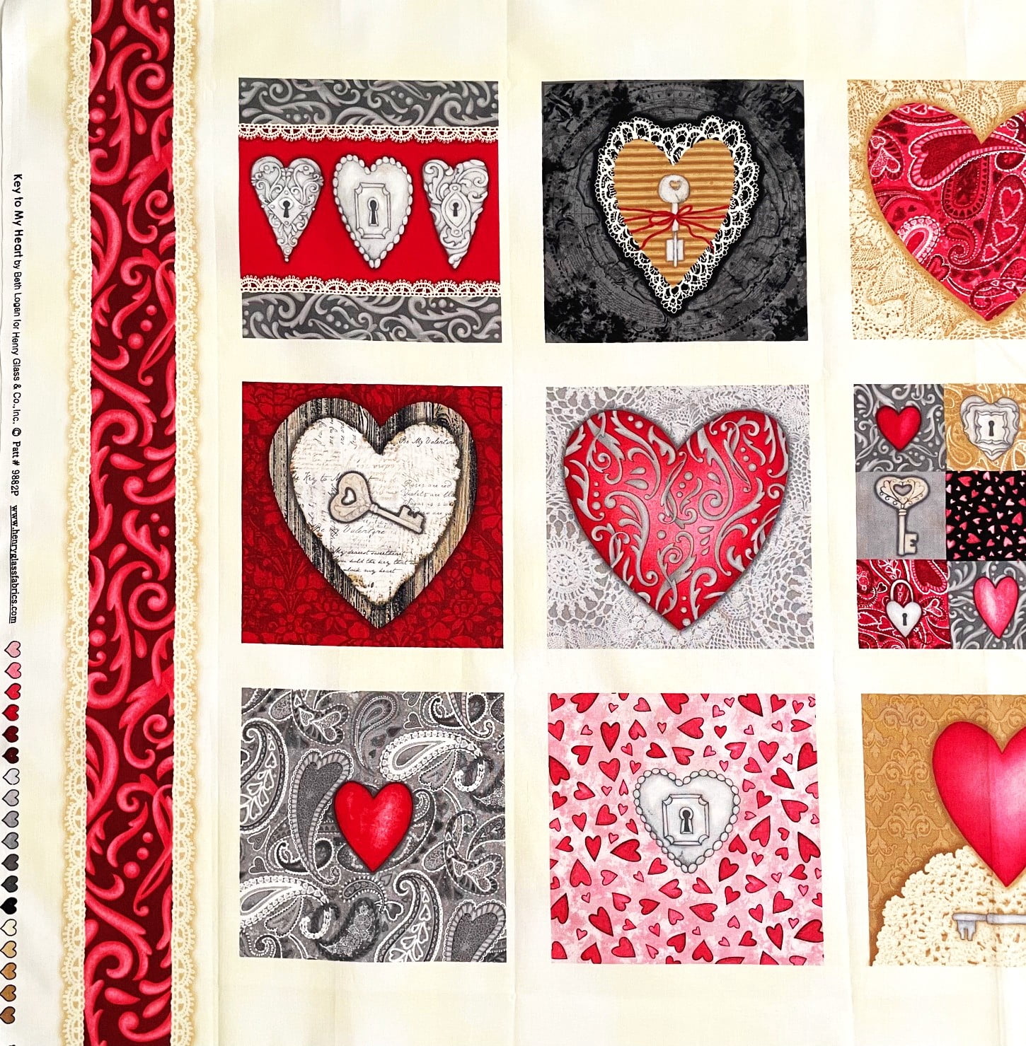 1 Panel – Heart Block Cotton Fabric Quilt Panel -15 Blocks (Great for ...
