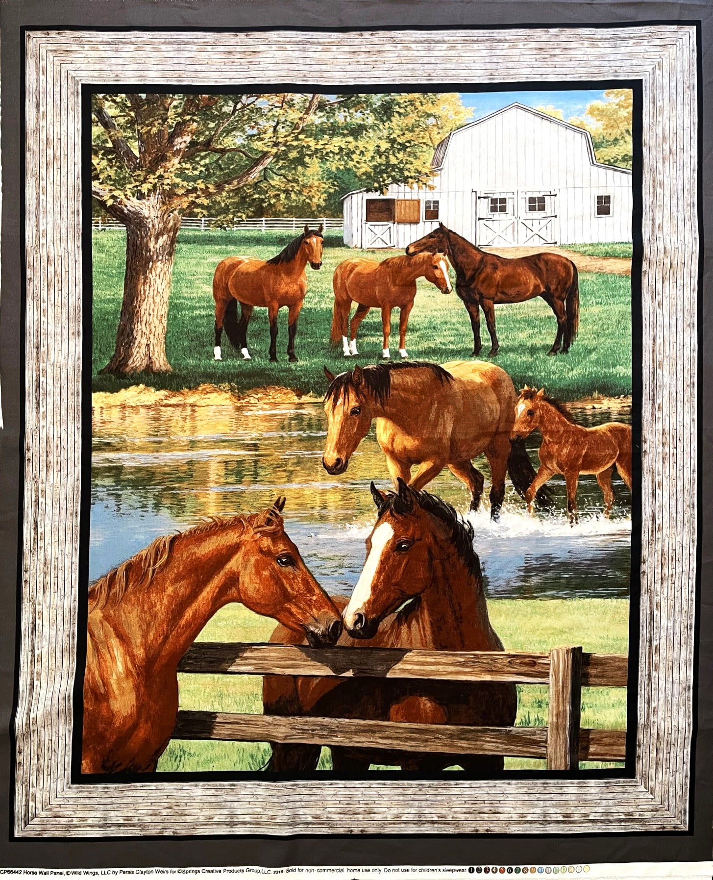 Curated visual reference: Gallery Detail: 1 Panel Horses Pony Scenic Farm Cotton Fabric Panel Great
