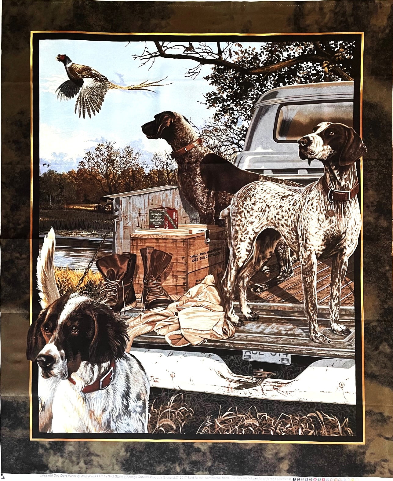 1 Panel - Hunting Dogs Cotton Fabric Panel (Great for Quilting, Sewing, Craft Projects, Wall Hangings, and More) 36" X 44"