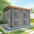 thumbnail image 1 of 1 Panel Outdoor Curtains for Patio Waterproof 54"x108" Black Morocco Weatherproof Privacy Outsides Curtains, Traditional Tribal Abstract Geometric Art Grommet Thermal Drapes for Cabana Porch Pergola, 1 of 8