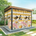 thumbnail image 1 of 1 Panel Outdoor Curtains for Patio Waterproof 54"x108" Spring Bees Daisy Weatherproof Privacy Outsides Curtains, Rustic Tulips Dots Yellow Striped Burlap Grommet Thermal Drapes for Cabana Porch, 1 of 8