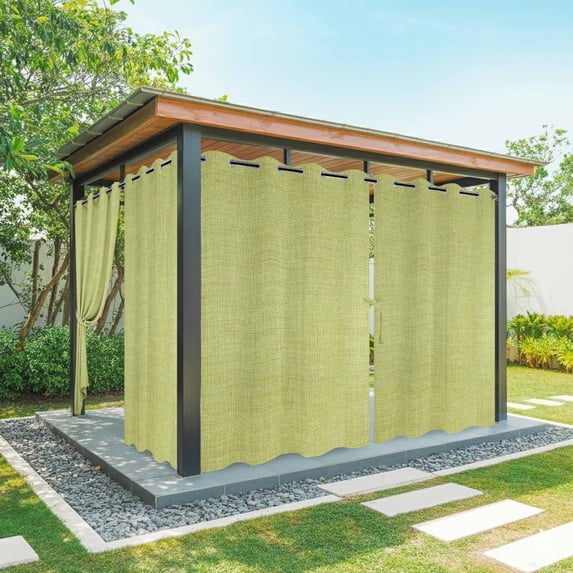 1 Panel Outdoor Curtains for Patio Waterproof 54"x108" Vintage Fruit Green Weatherproof Privacy Outsides Curtains, Farmhouse Retro Solid Color Linen Texture Grommet Thermal Drapes for Cabana Porch