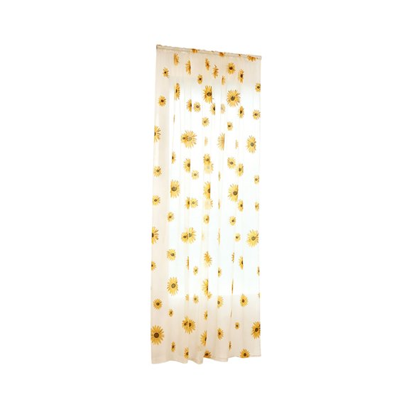 1 Panel Outdoor Sheer Curtains with Sunflower Floral Printed 39x79 Inch Light Filtering Semi Transparent Window Drape Rod Lightweight Privacy Window Treatments for Gazebo Pergola Sunroom, Yellow
