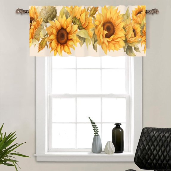 1 Panel Retro Rustic Plants Curtain Valance for Windows, Farmhouse Floral Leaf Rod Pocket Short Window Treatment Decor Drapes for Kitchen, Bathroom, 54" X 18"
