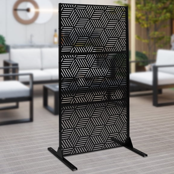 1 Panel Room Divider Screen Hollow Out Privacy Metal Screen 36.25*15.75*71.5 in for Balconies, Courtyards, Gardens